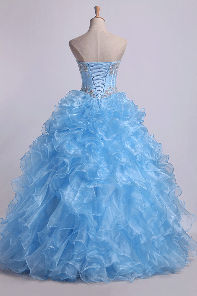 Sweetheart Quinceanera Dresses Ball Gown Organza With Beading