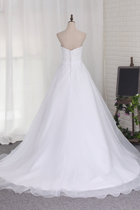 2024 A Line Sweetheart Wedding Dresses Organza With Applique