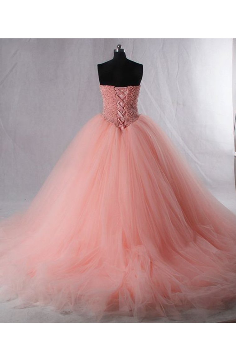 Quinceanera Dresses Ball Gown Sweetheart Beaded Bodice Tulle