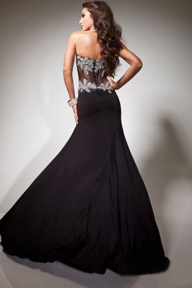 2024 Prom Dresses Mermaid/Trumpet Black Sweetheart Chiffon With Rhinestone