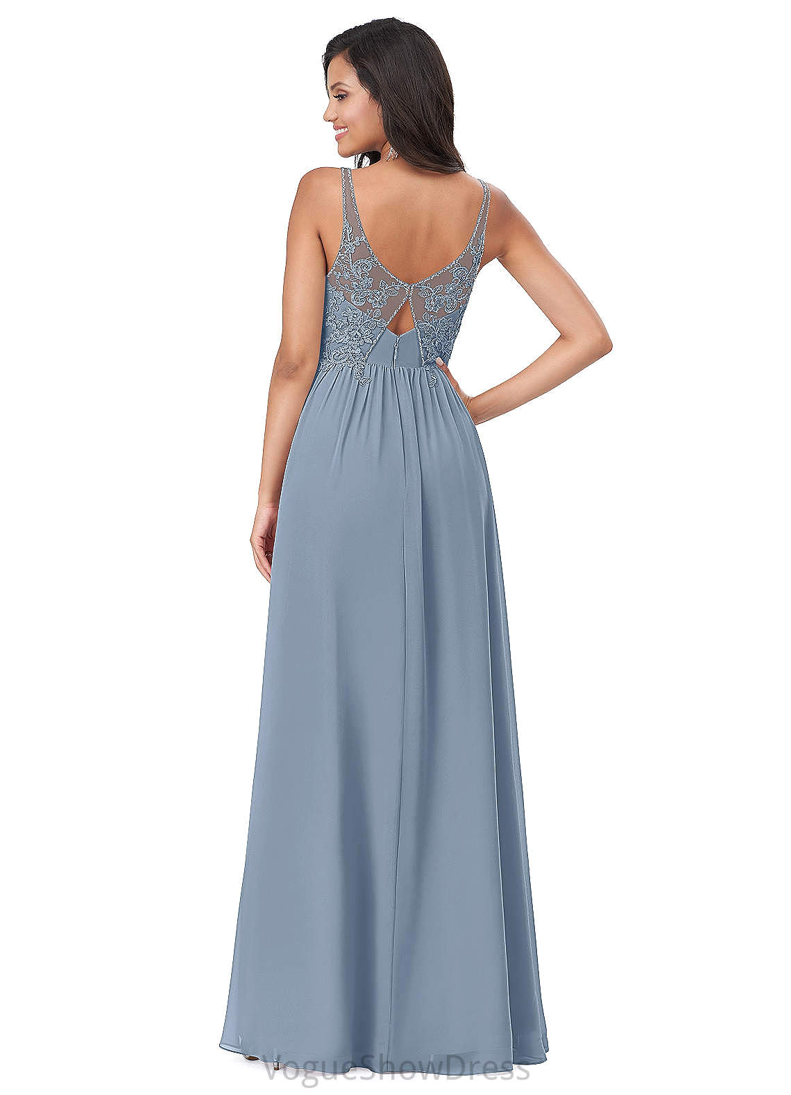 Zoey Spaghetti Staps A-Line/Princess Floor Length Sleeveless Natural Waist Bridesmaid Dresses