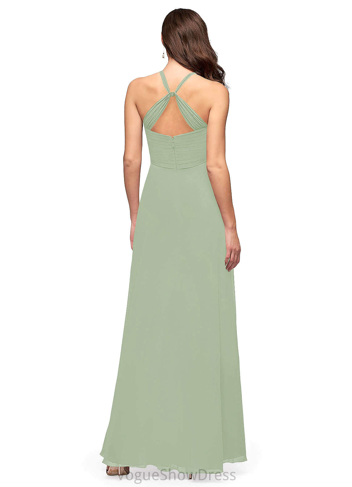 Victoria Natural Waist Spaghetti Staps A-Line/Princess Sleeveless Floor Length Bridesmaid Dresses