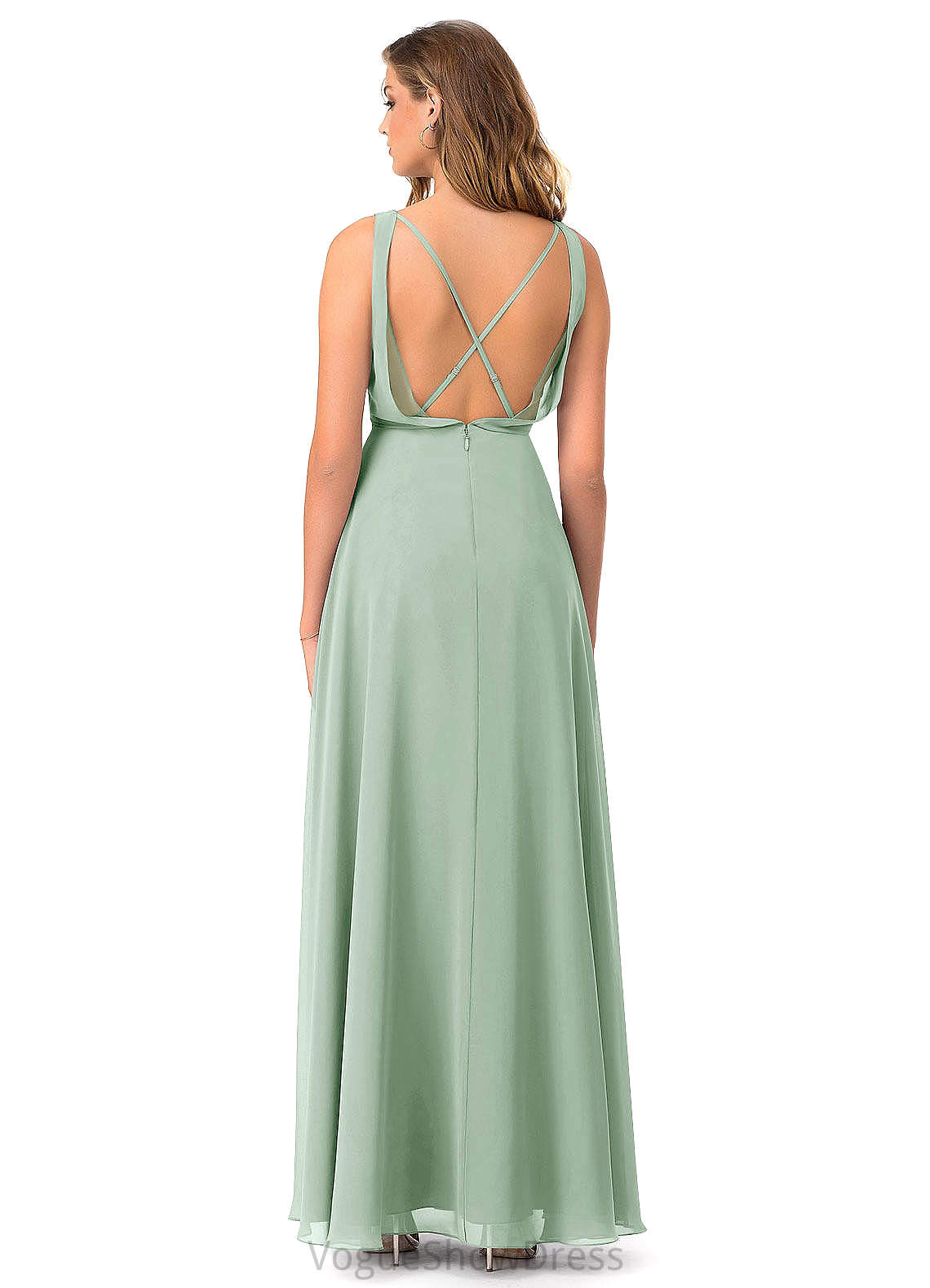 Talia Sleeveless Natural Waist Floor Length A-Line/Princess V-Neck Bridesmaid Dresses