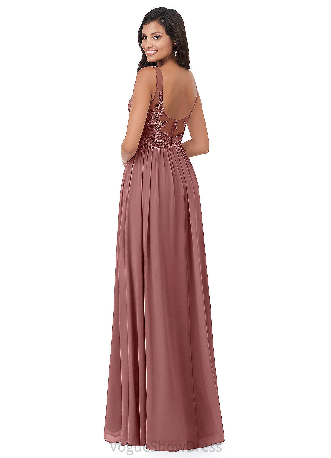 Thirza Floor Length A-Line/Princess Natural Waist V-Neck Sleeveless Bridesmaid Dresses