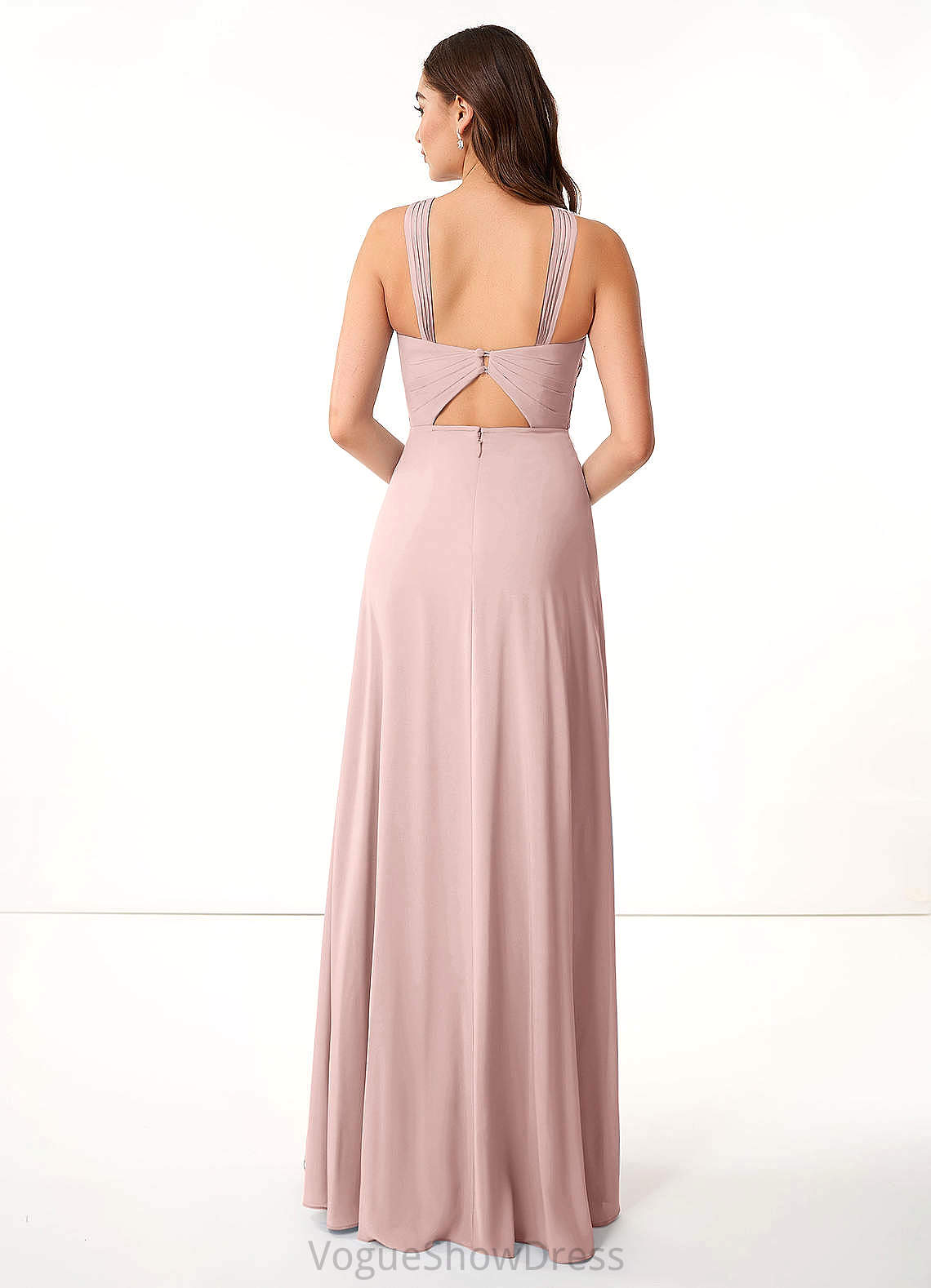 Tricia Floor Length V-Neck Natural Waist Sleeveless A-Line/Princess Bridesmaid Dresses