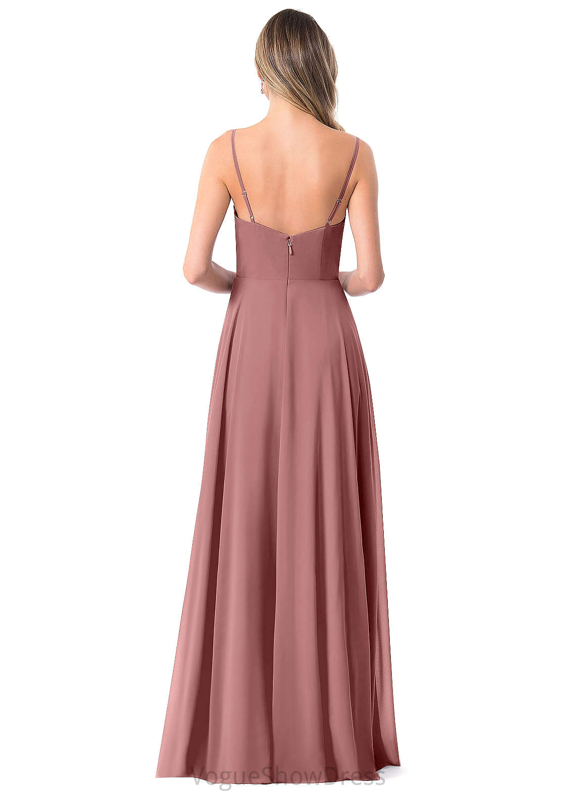 Violet Spaghetti Staps Floor Length Natural Waist Sleeveless A-Line/Princess Bridesmaid Dresses