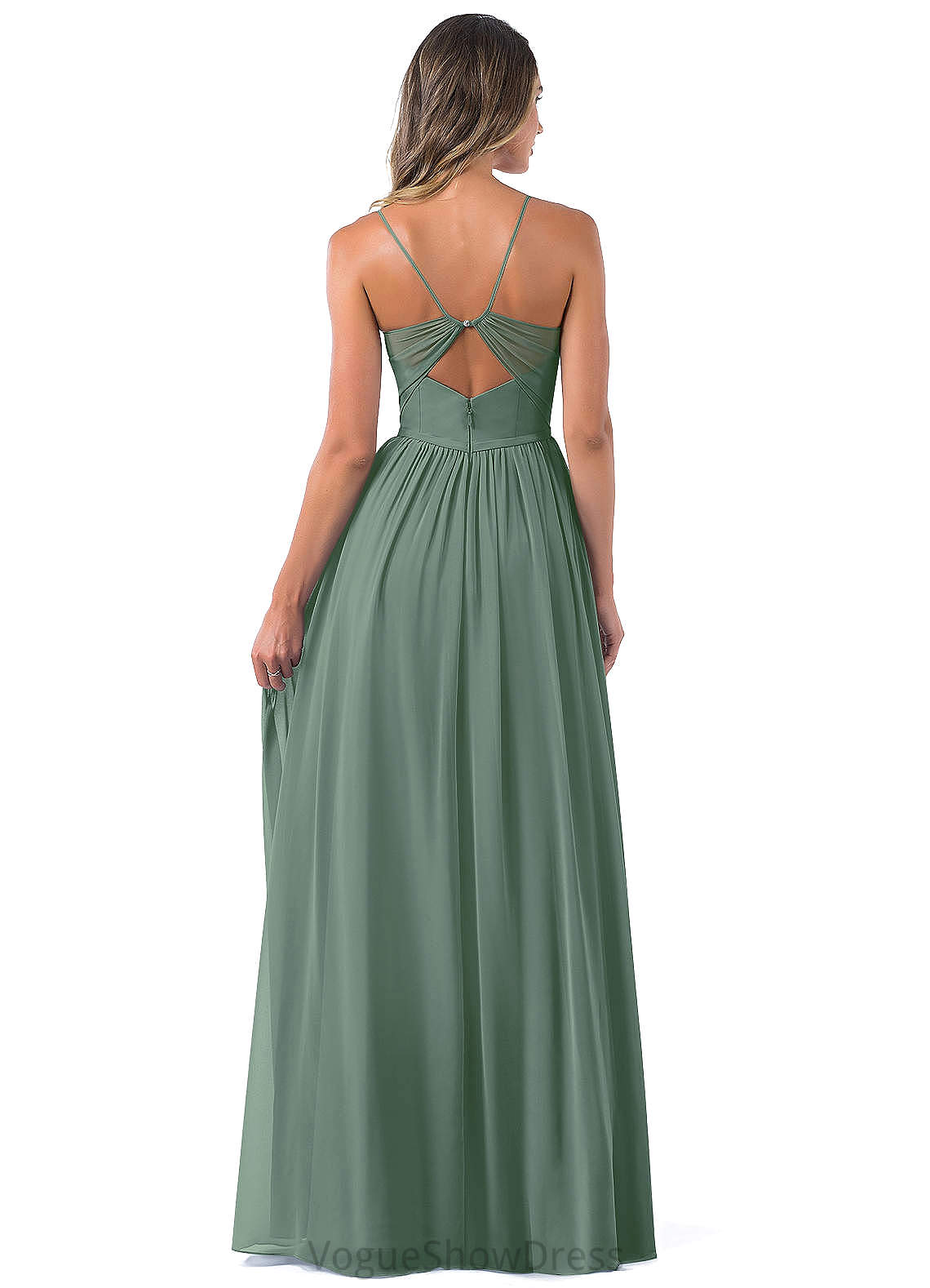 Yazmin Natural Waist Sleeveless A-Line/Princess Halter Floor Length Bridesmaid Dresses