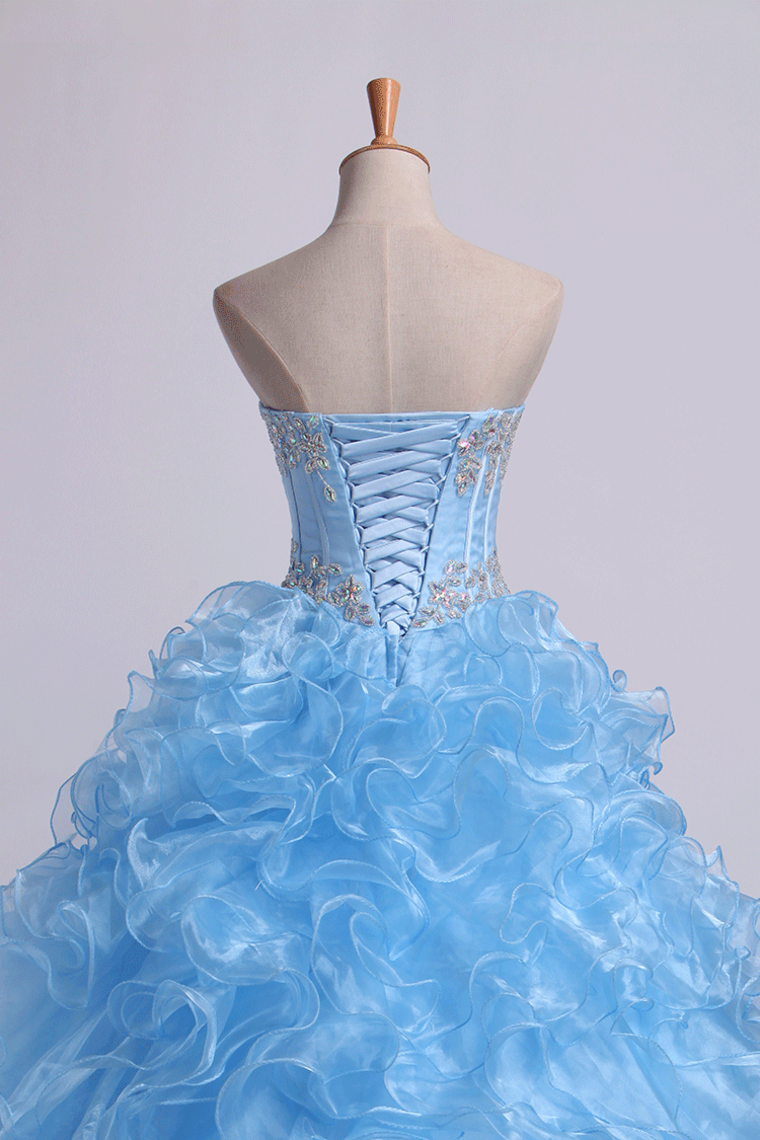 Sweetheart Quinceanera Dresses Ball Gown Organza With Beading