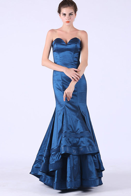 2024 New Arrival Sweetheart Mermaid Taffeta Sweep Train Evening Dresses