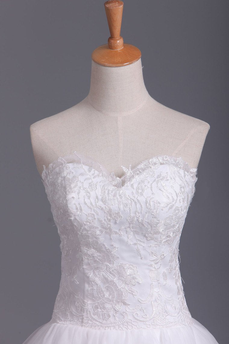 Vintage Wedding Dresses Sweetheart A Line Tulle With Applique And Sash