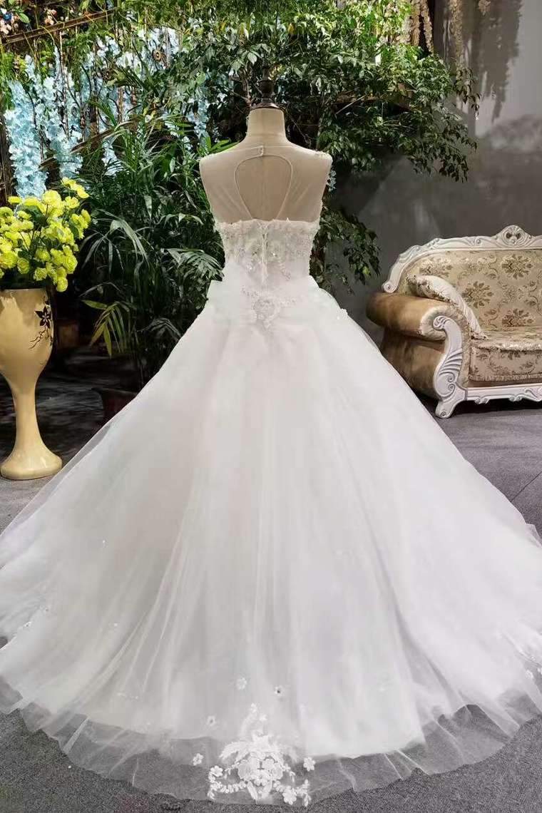 Fantastic Wedding Dresses Floor Length Lace Up Straps With Appliques And Rhinestones