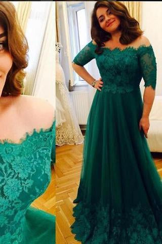 Princess Green Lace Short Sleeve A Line Tulle Vintage Plus Size Evening Formal Dresses