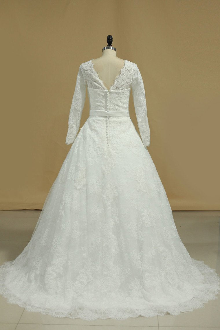 2024 Latest Style Wedding Dresses Scoop A-Line Chapel Train