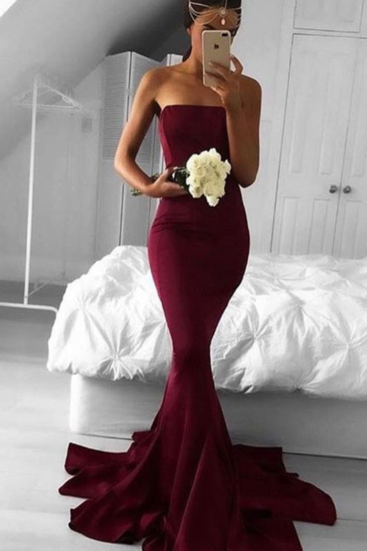 2024 Cheap Price Strapless Prom Dresses Mermaid Sapndex Sweep Train