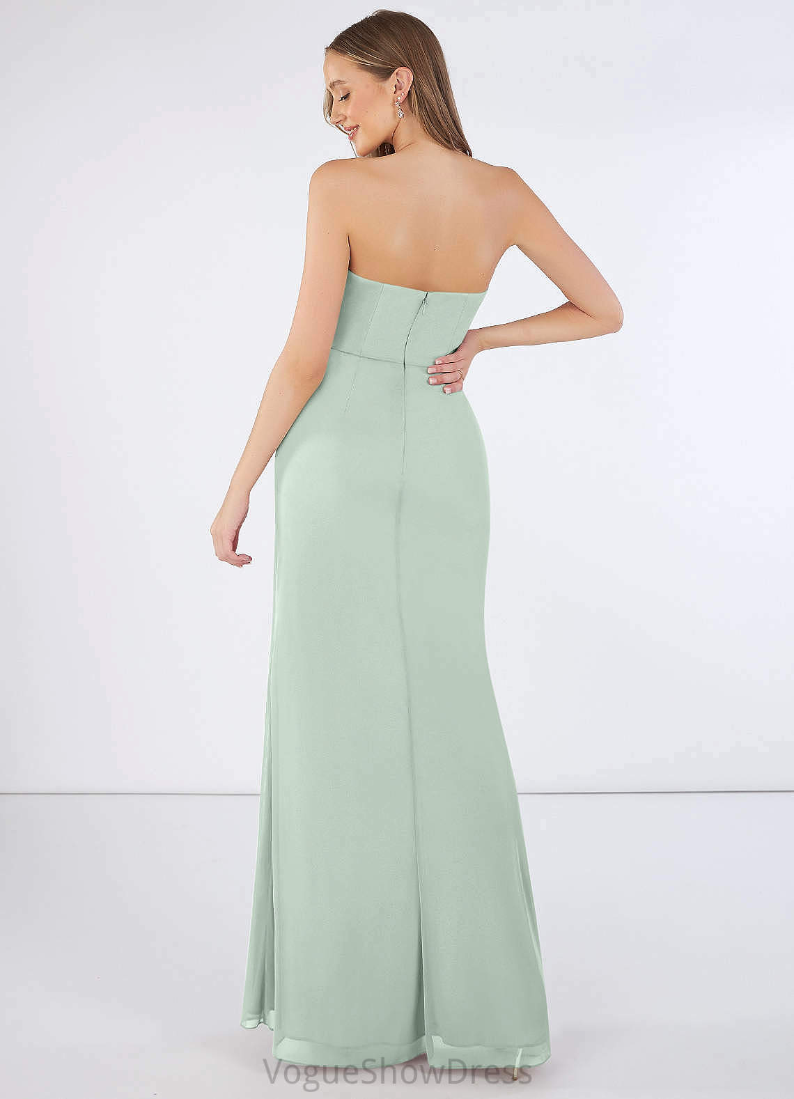 Stephany Sleeveless Natural Waist A-Line/Princess Straps Floor Length Bridesmaid Dresses