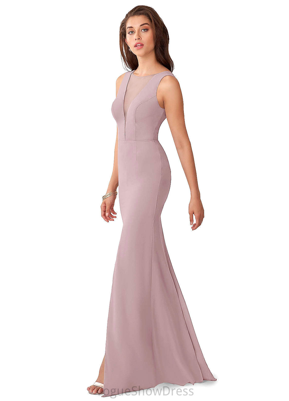 Tia Floor Length A-Line/Princess Sleeveless V-Neck Natural Waist Bridesmaid Dresses