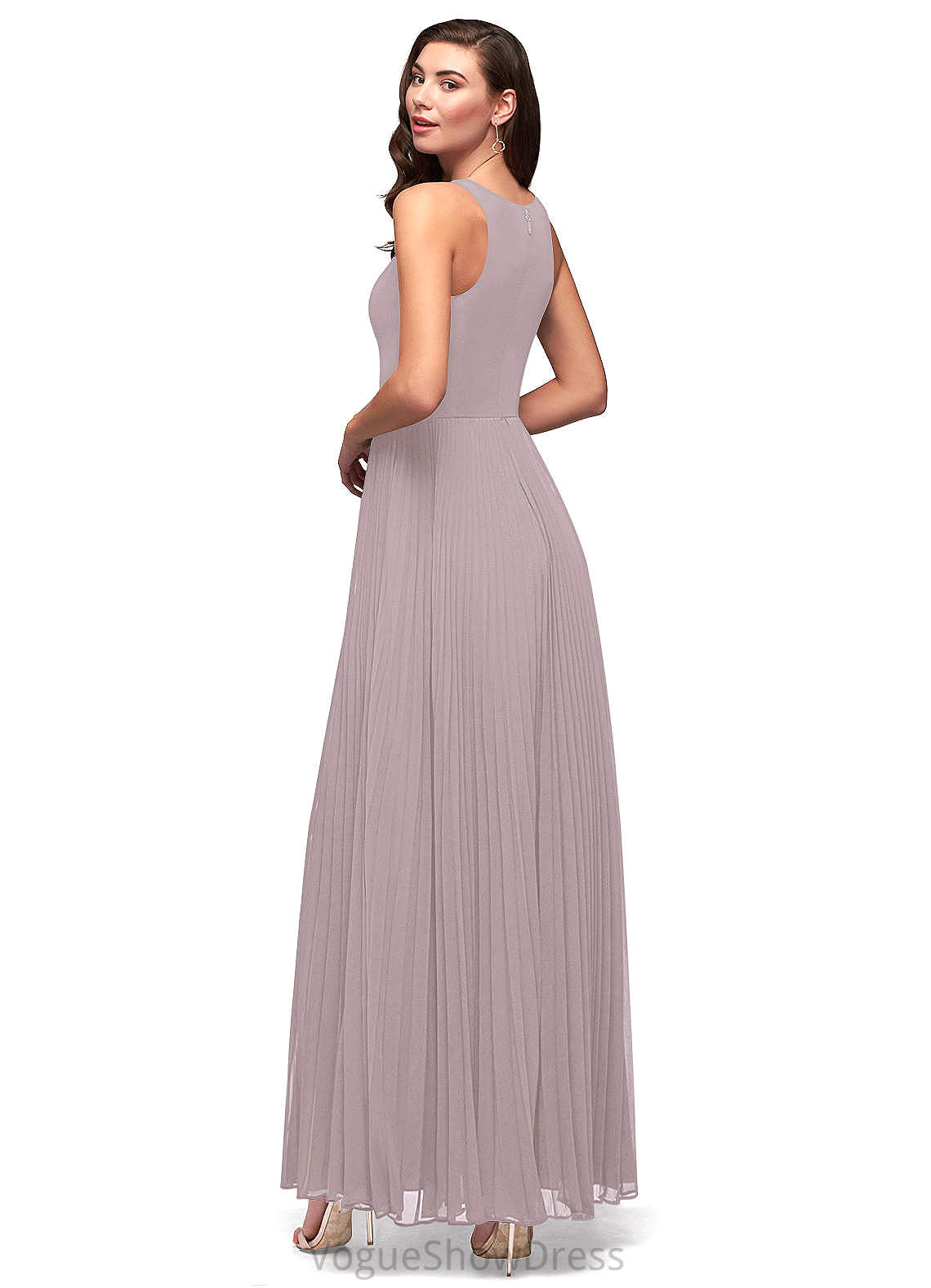 Vivien Floor Length Natural Waist Sleeveless Spaghetti Staps V-Neck Bridesmaid Dresses