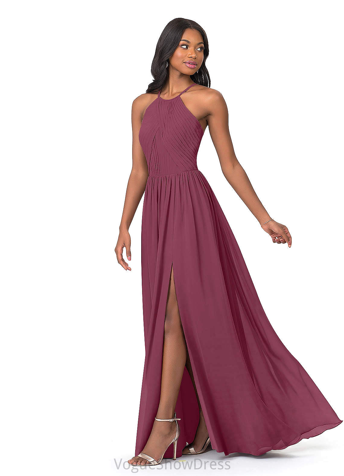 Zaria V-Neck Natural Waist Sleeveless High Low A-Line/Princess Bridesmaid Dresses