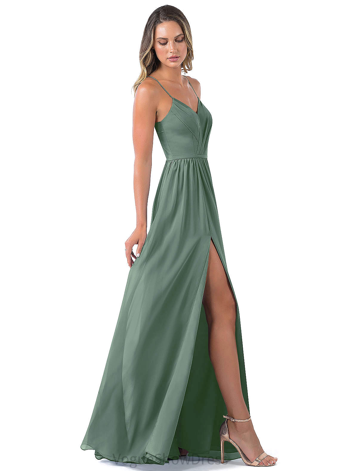 Yazmin Natural Waist Sleeveless A-Line/Princess Halter Floor Length Bridesmaid Dresses