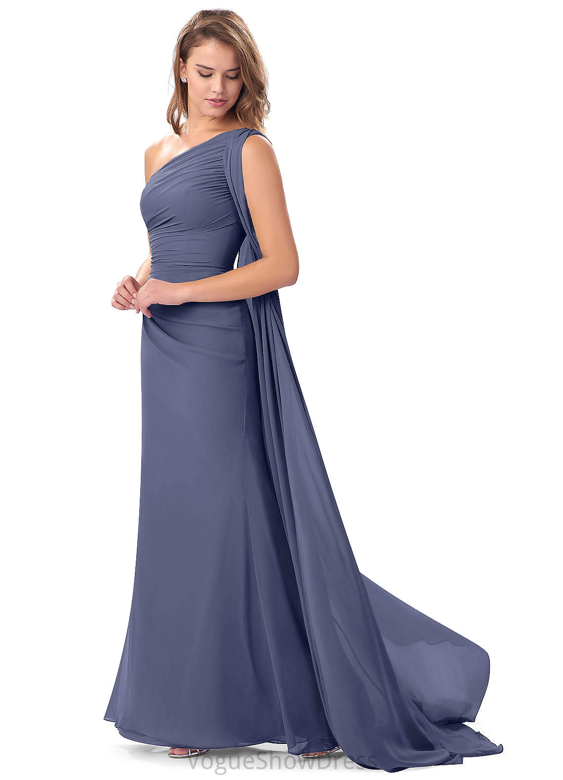 Shyanne V-Neck Trumpet/Mermaid Natural Waist Spandex Sleeveless Sweep-Brush Train Bridesmaid Dresses