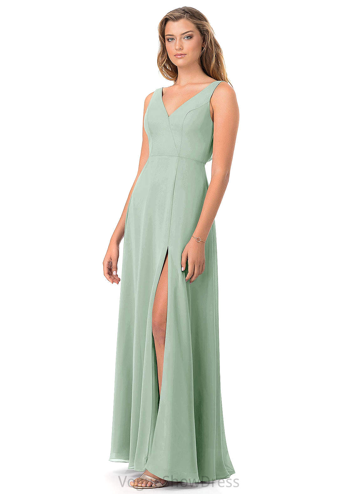 Talia Sleeveless Natural Waist Floor Length A-Line/Princess V-Neck Bridesmaid Dresses