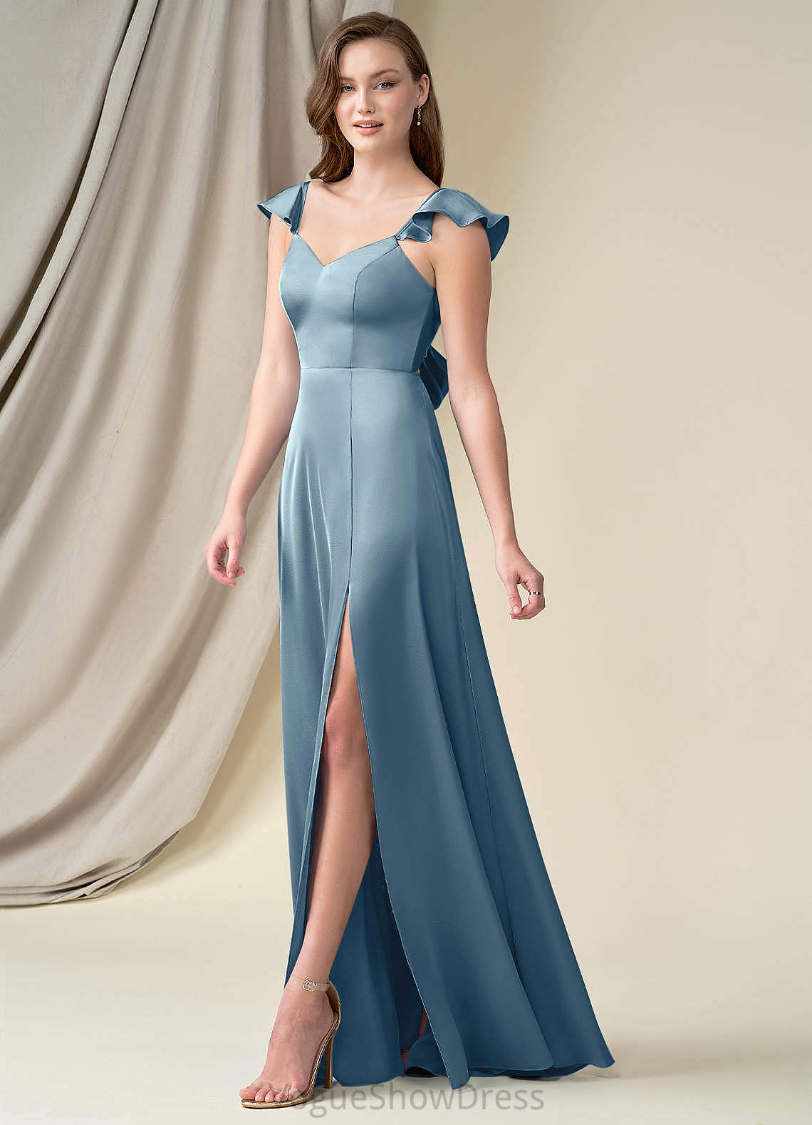 Zoie A-Line/Princess Floor Length Sleeveless Natural Waist Straps Bridesmaid Dresses