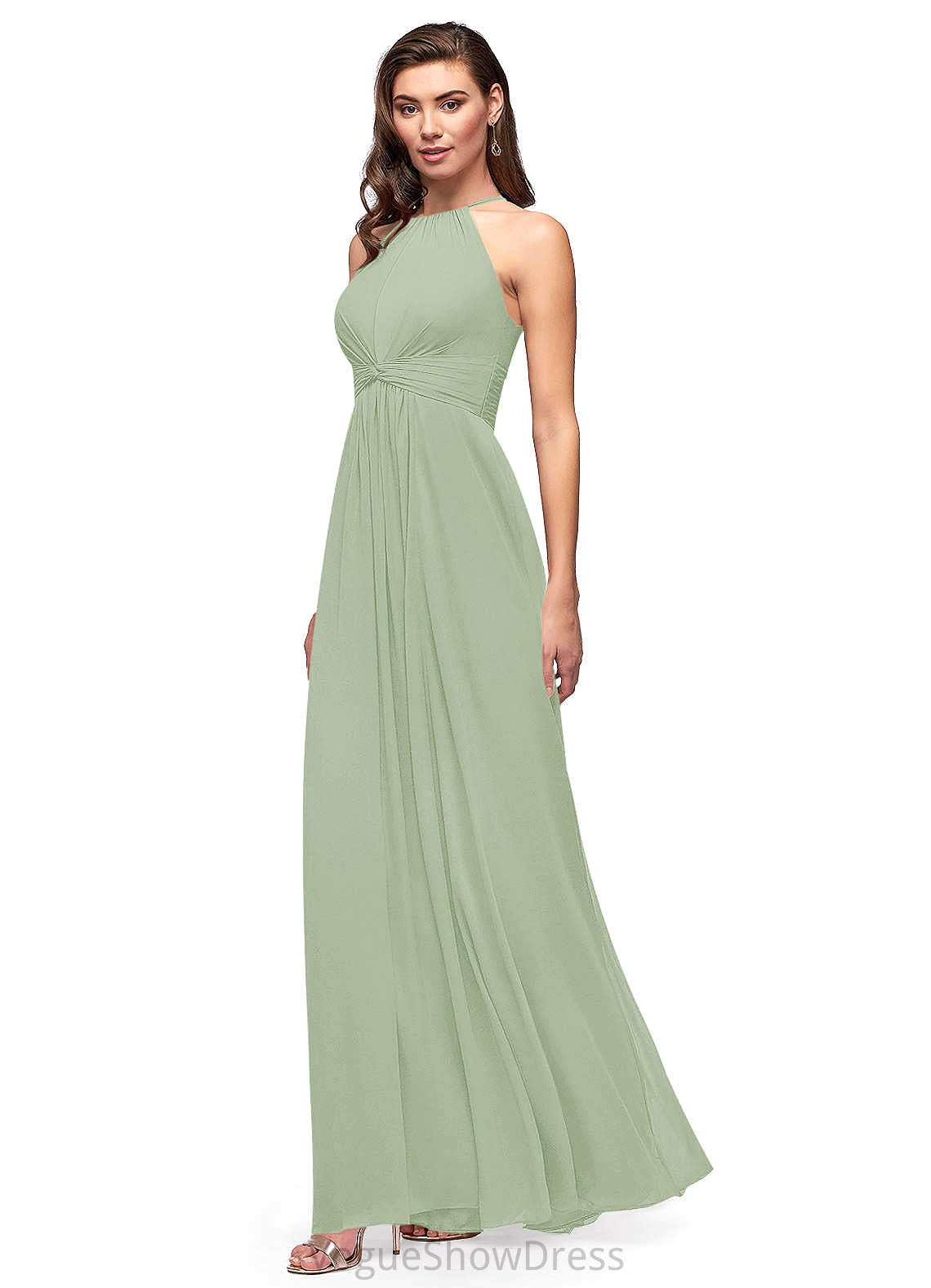 Victoria Natural Waist Spaghetti Staps A-Line/Princess Sleeveless Floor Length Bridesmaid Dresses