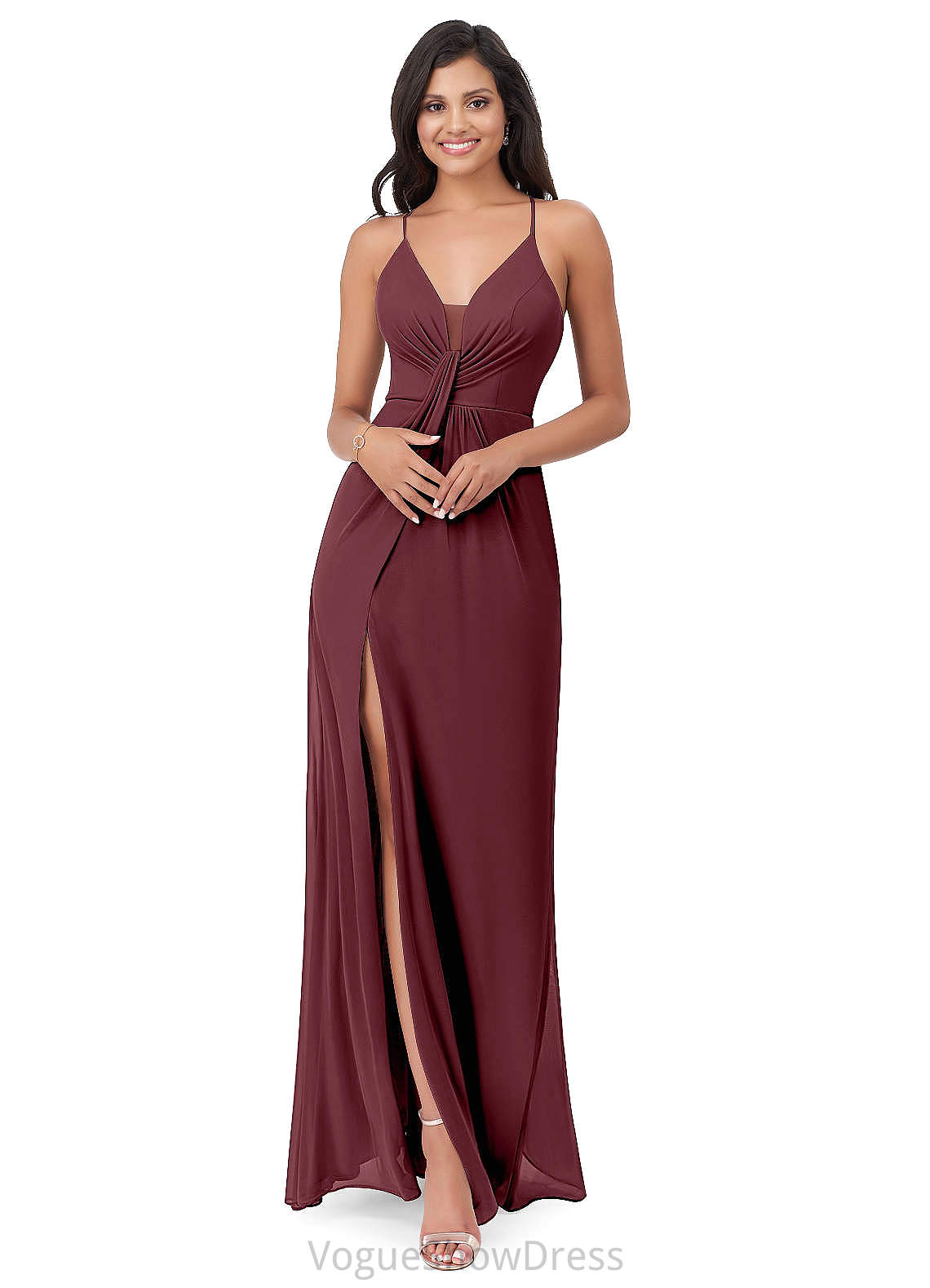 Sloane Sleeveless Natural Waist A-Line/Princess V-Neck Floor Length Bridesmaid Dresses