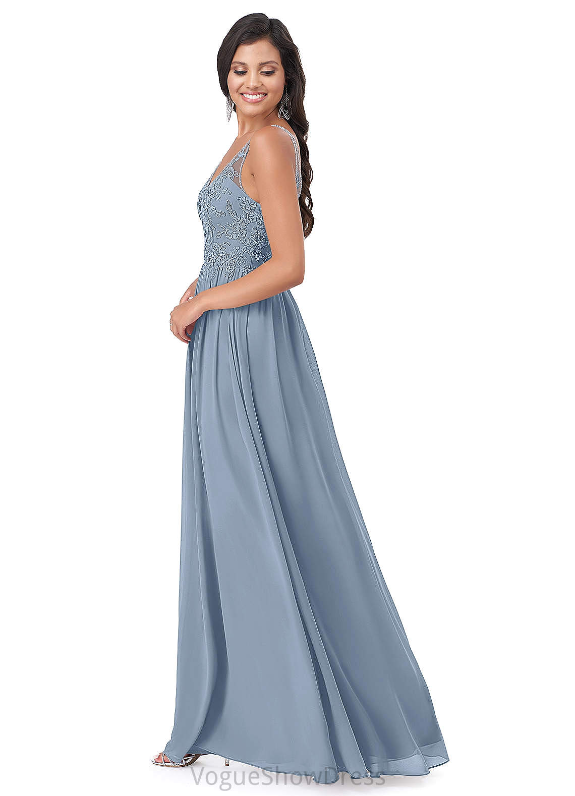 Zoey Spaghetti Staps A-Line/Princess Floor Length Sleeveless Natural Waist Bridesmaid Dresses