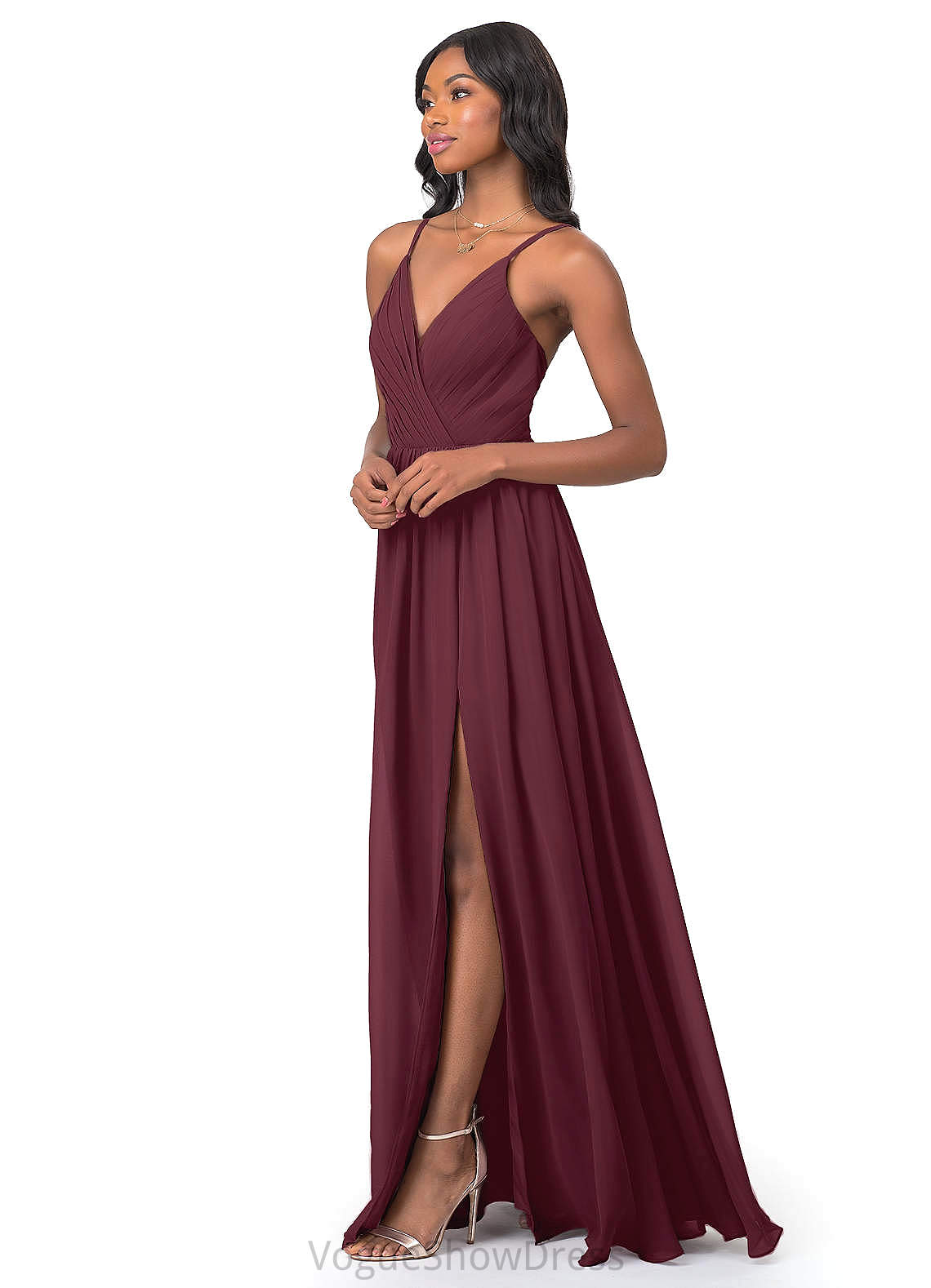 Mabel Floor Length Spandex Natural Waist Spaghetti Staps Trumpet/Mermaid Sleeveless Bridesmaid Dresses