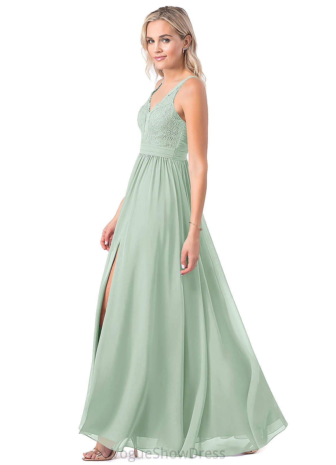 Stacy Straps Floor Length A-Line/Princess Natural Waist Sleeveless Bridesmaid Dresses