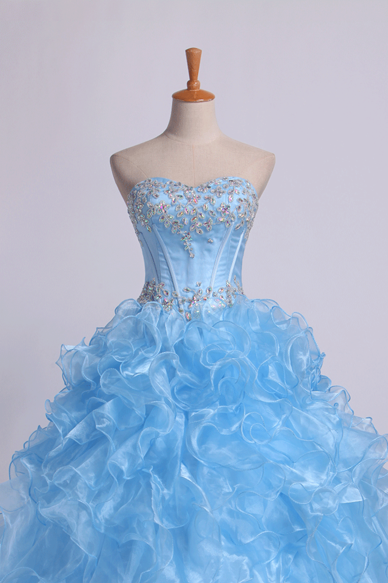 Sweetheart Quinceanera Dresses Ball Gown Organza With Beading