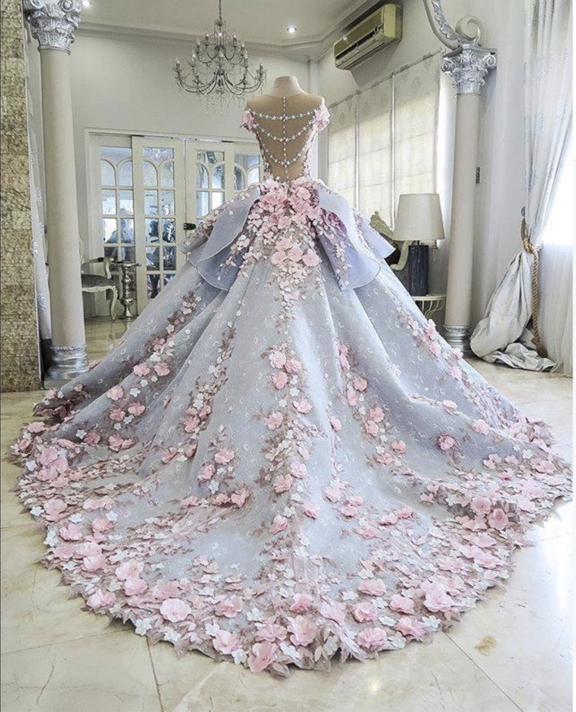 Floral Ball Gown Off the Shoulder Layered Custom Made Quinceanera Dress Wedding Dress