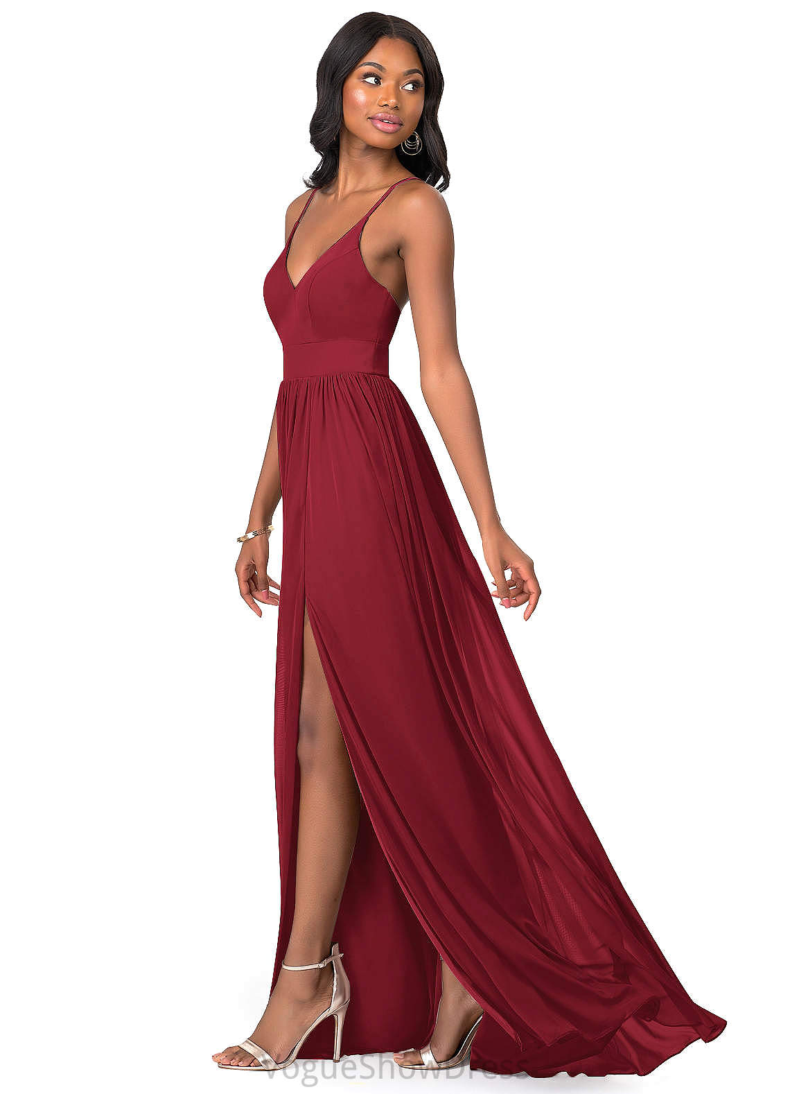 Sue Sleeveless Spaghetti Staps Floor Length Empire Waist A-Line/Princess Bridesmaid Dresses