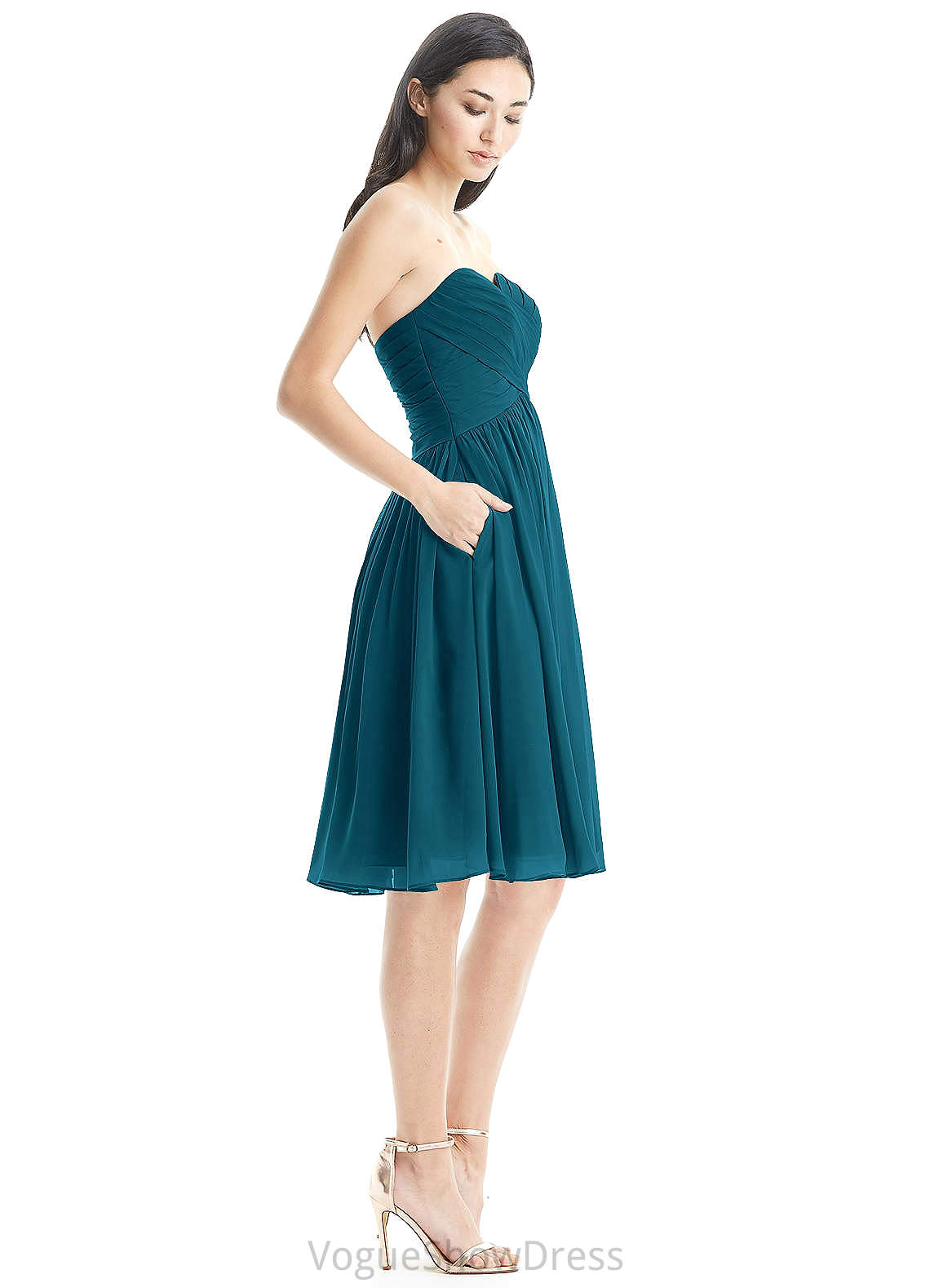 Vivien A-Line/Princess Spaghetti Staps Sleeveless Natural Waist Floor Length Bridesmaid Dresses