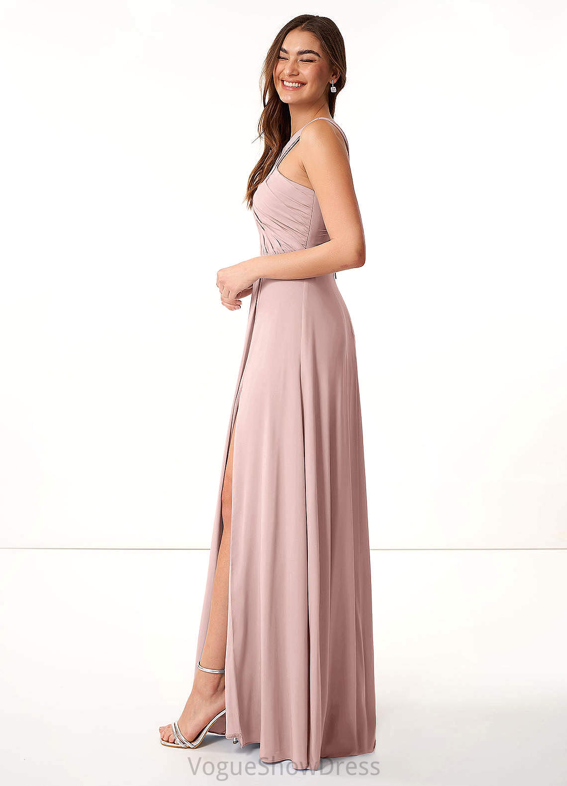 Tricia Floor Length V-Neck Natural Waist Sleeveless A-Line/Princess Bridesmaid Dresses