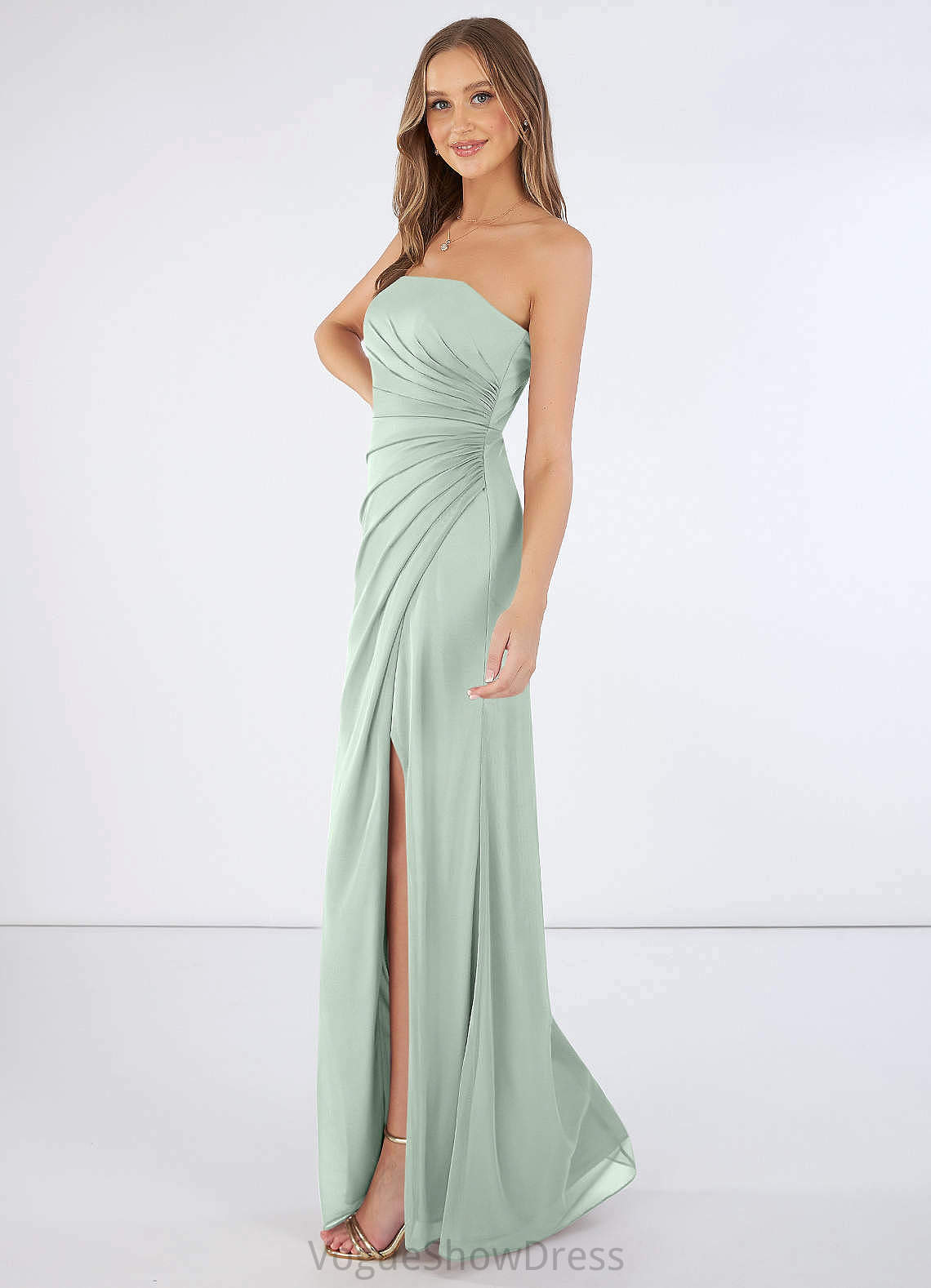 Stephany Sleeveless Natural Waist A-Line/Princess Straps Floor Length Bridesmaid Dresses