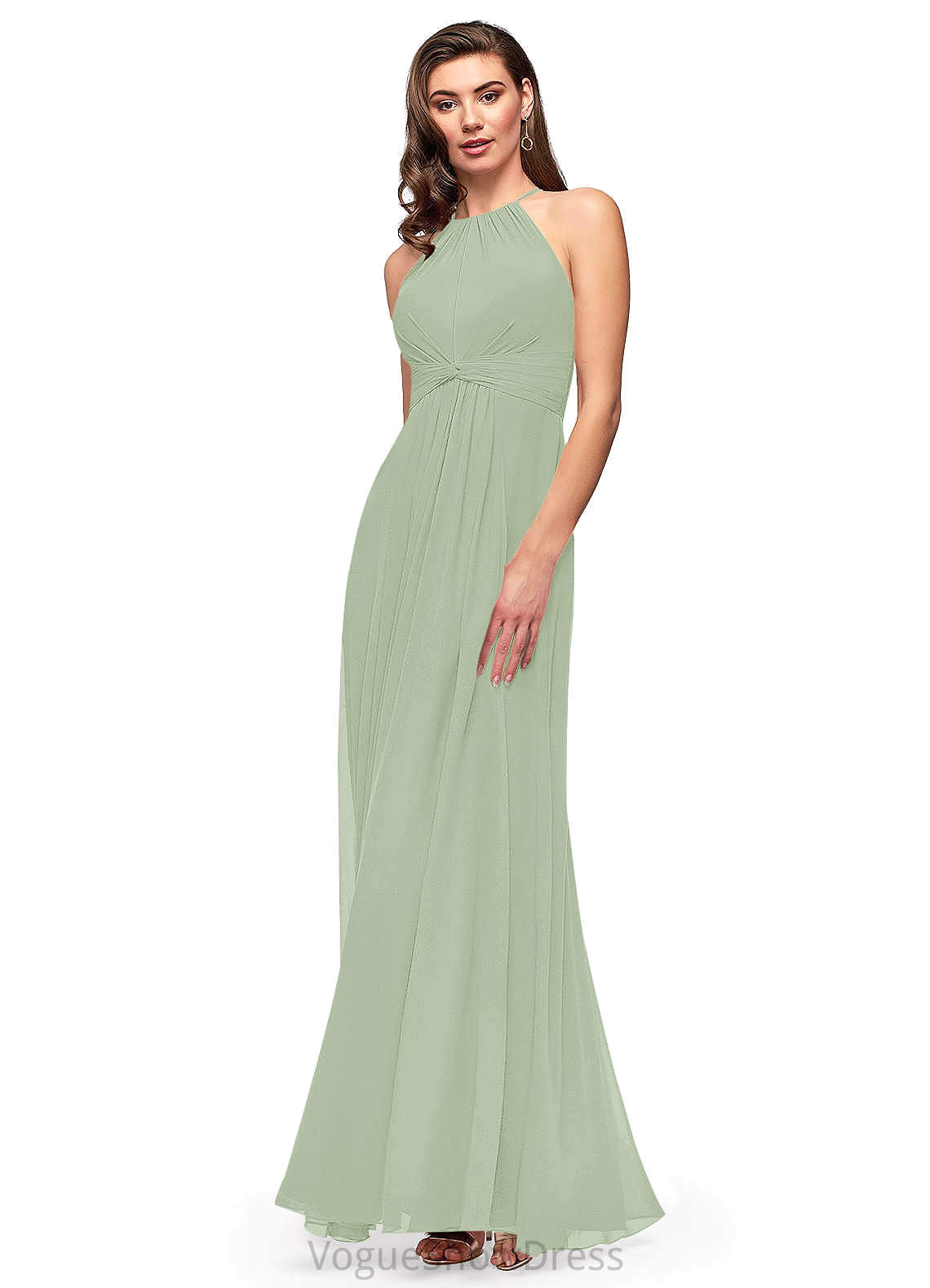 Victoria Natural Waist Spaghetti Staps A-Line/Princess Sleeveless Floor Length Bridesmaid Dresses