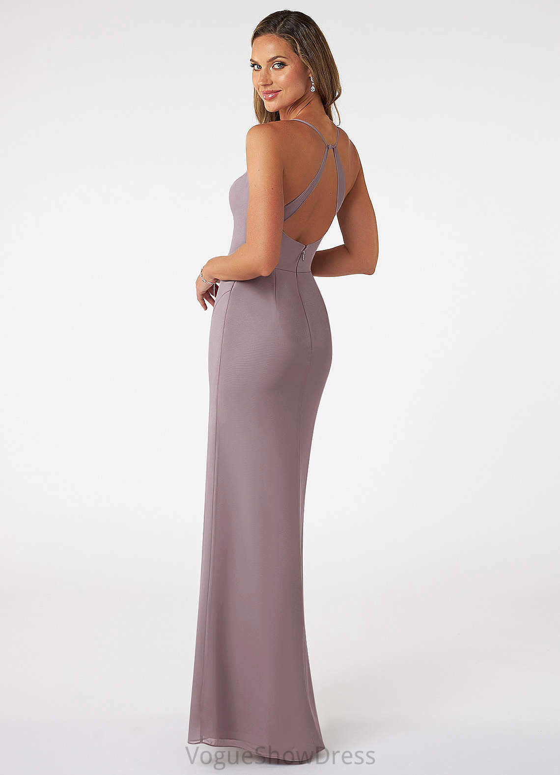 Veronica Spaghetti Staps A-Line/Princess Floor Length Natural Waist Sleeveless Bridesmaid Dresses