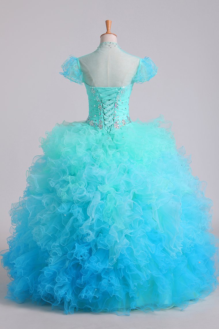 Quinceanera Dresses Ball Gown Floor Length With Beads And Ruffles