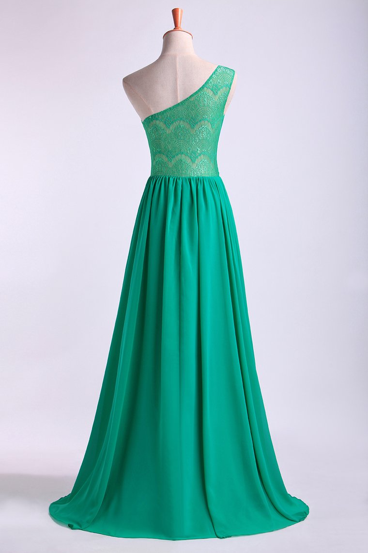 2024 One Shoulder Bridesmaid Dresses A Line Chiffon Floor Length