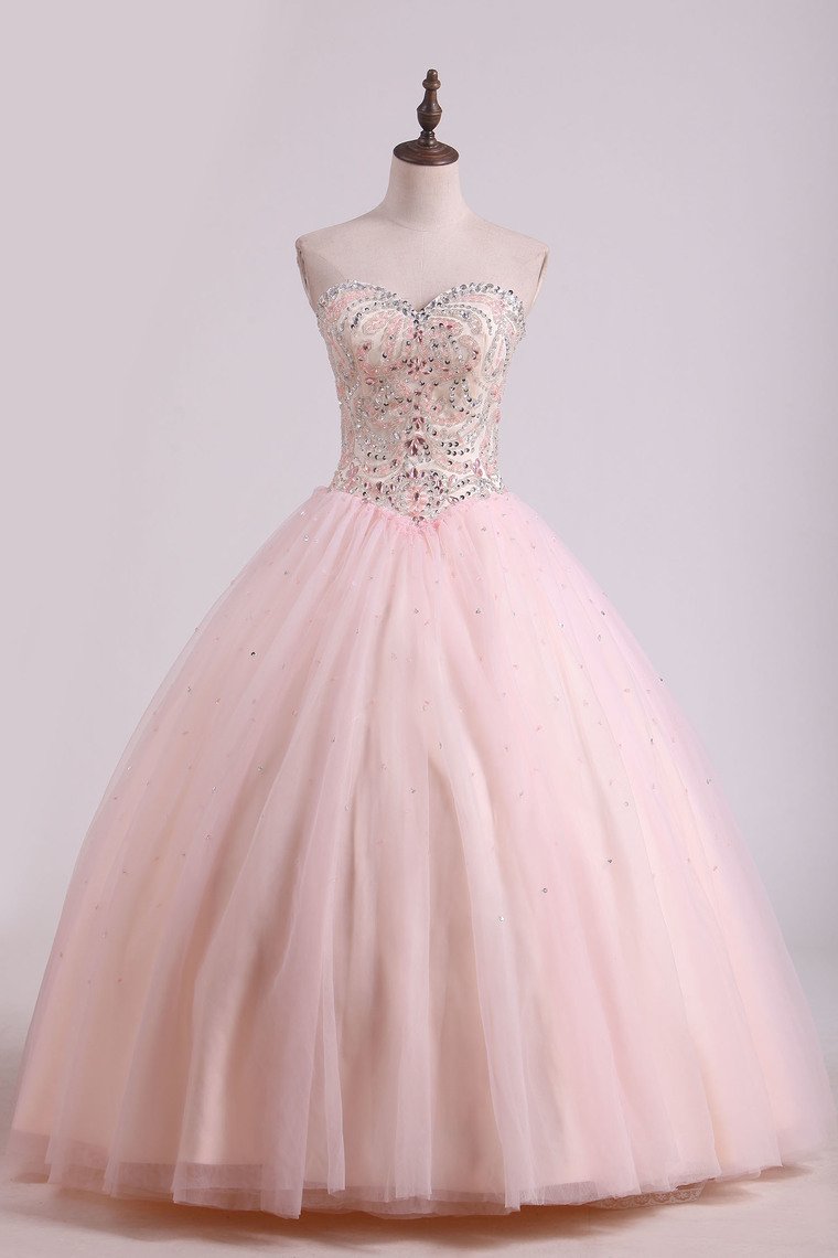 Ball Gown Tulle With Beading Floor Length Quinceanera Dresses