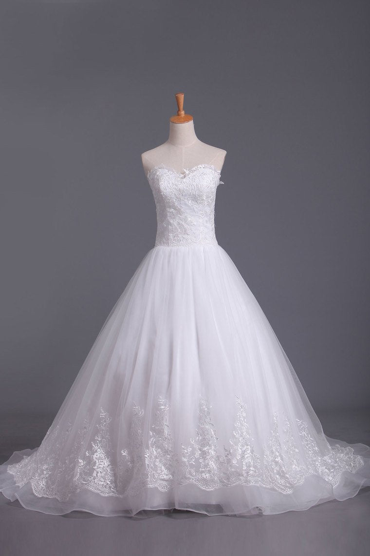 Vintage Wedding Dresses Sweetheart A Line Tulle With Applique And Sash