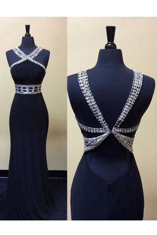 2024 New Arrival Prom Dresses Mermaid V Neck Spandex With Beading