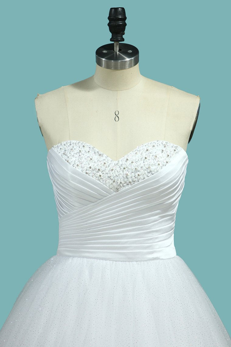 Wedding Dress A Line Sweetheart Tulle With Beads And Ruffles