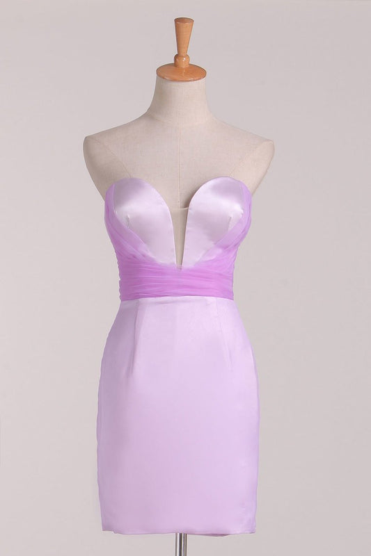 Sweetheart Sheath Bridesmaid Dresses Satin Short/Mini