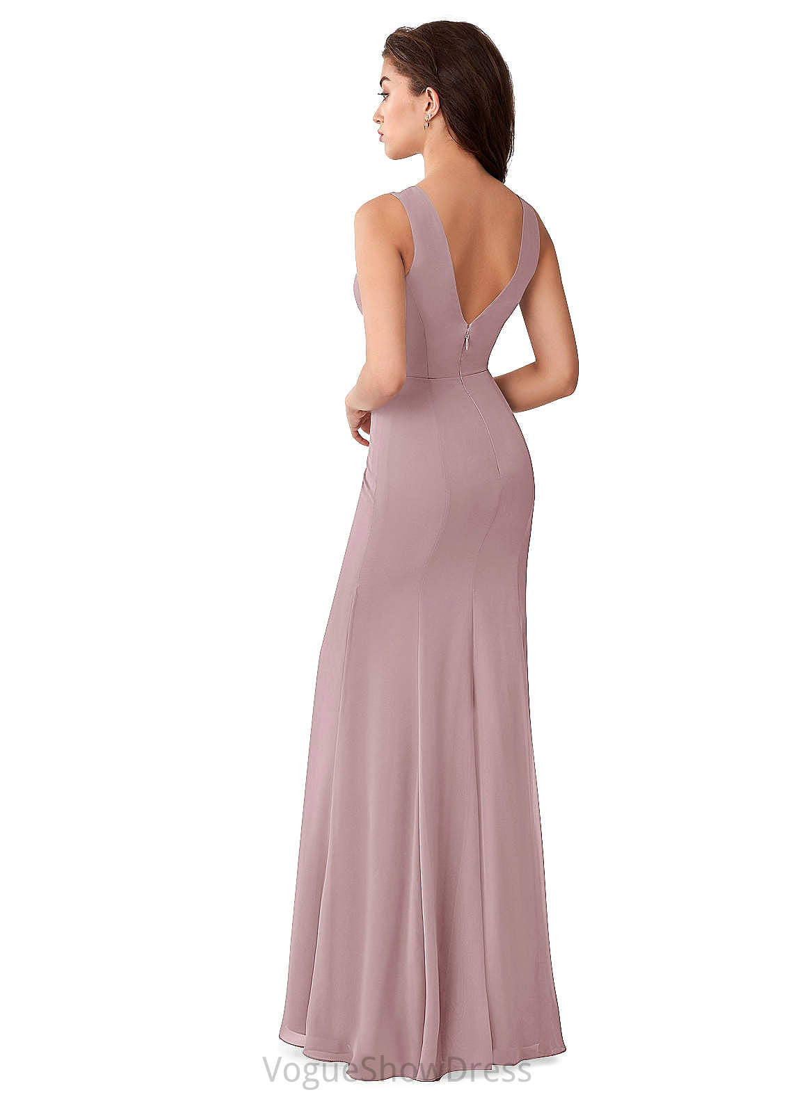 Tia Floor Length A-Line/Princess Sleeveless V-Neck Natural Waist Bridesmaid Dresses