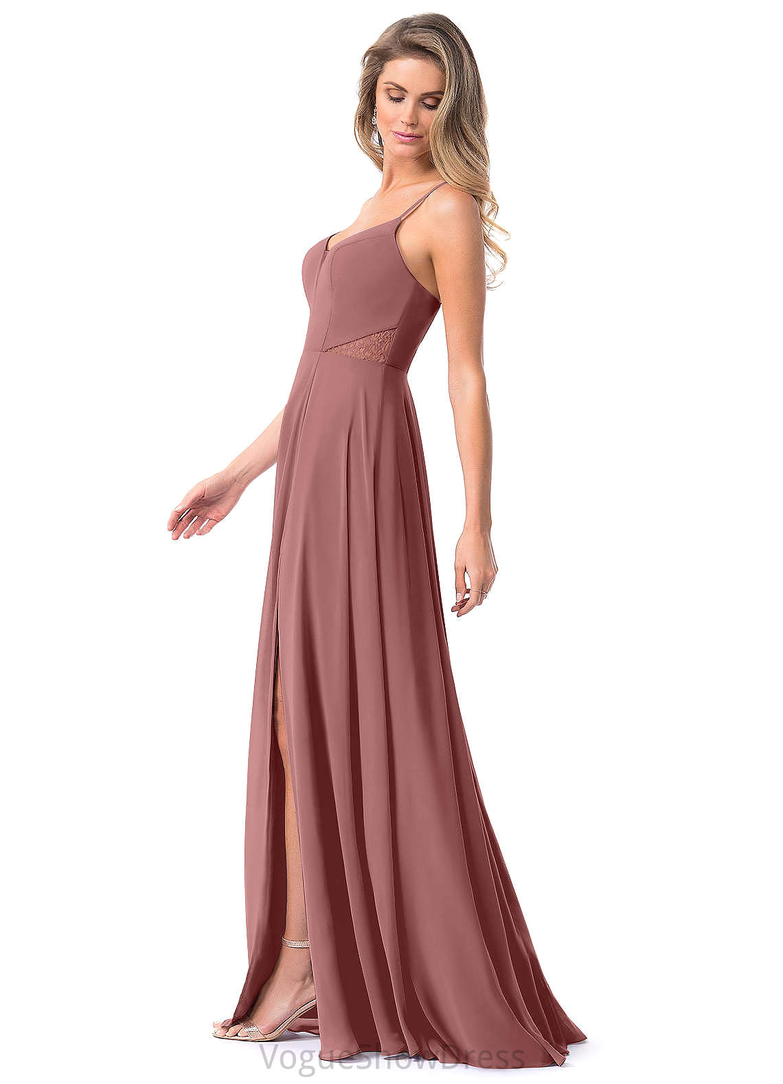 Violet Spaghetti Staps Floor Length Natural Waist Sleeveless A-Line/Princess Bridesmaid Dresses