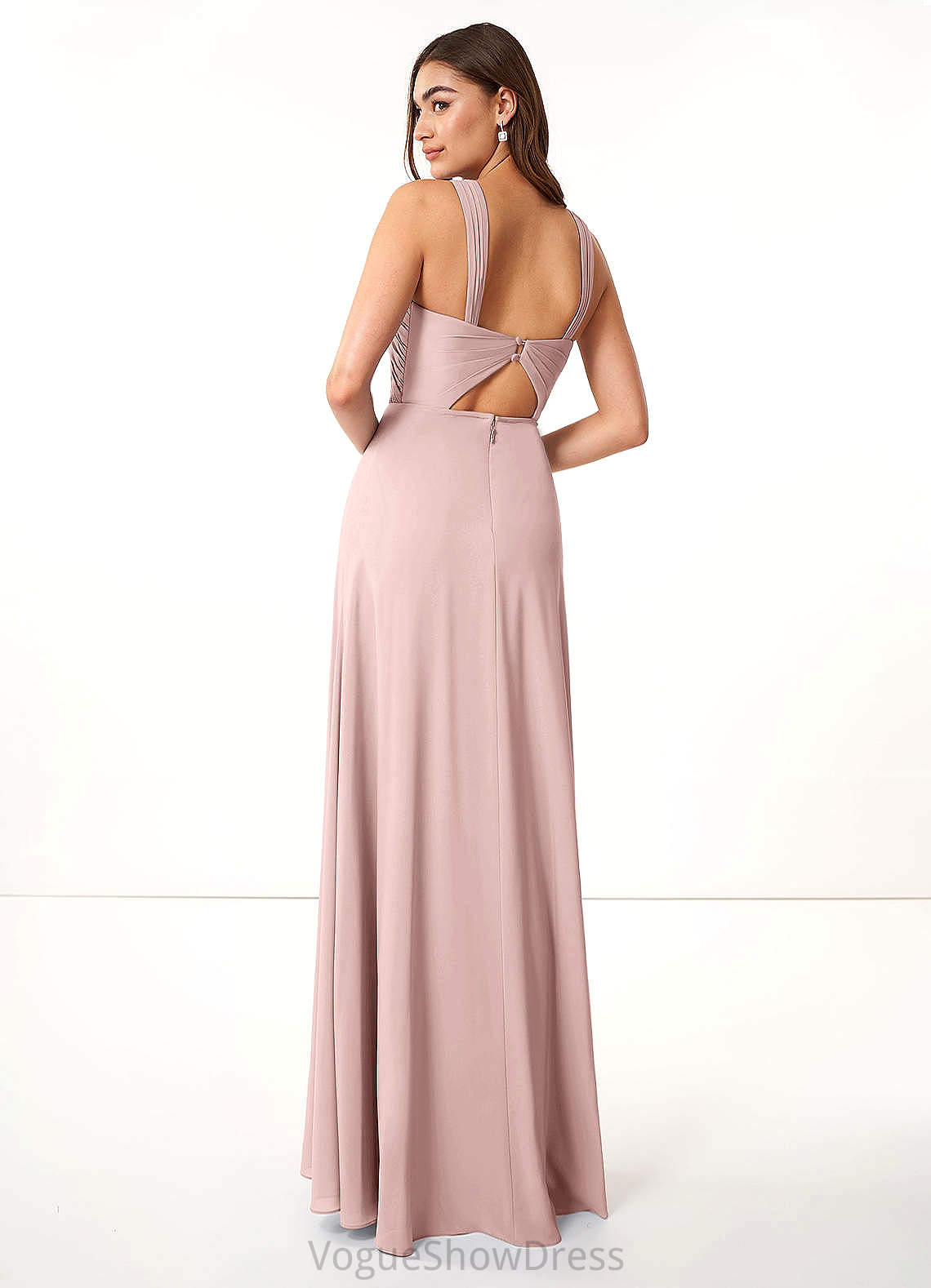 Tricia Floor Length V-Neck Natural Waist Sleeveless A-Line/Princess Bridesmaid Dresses