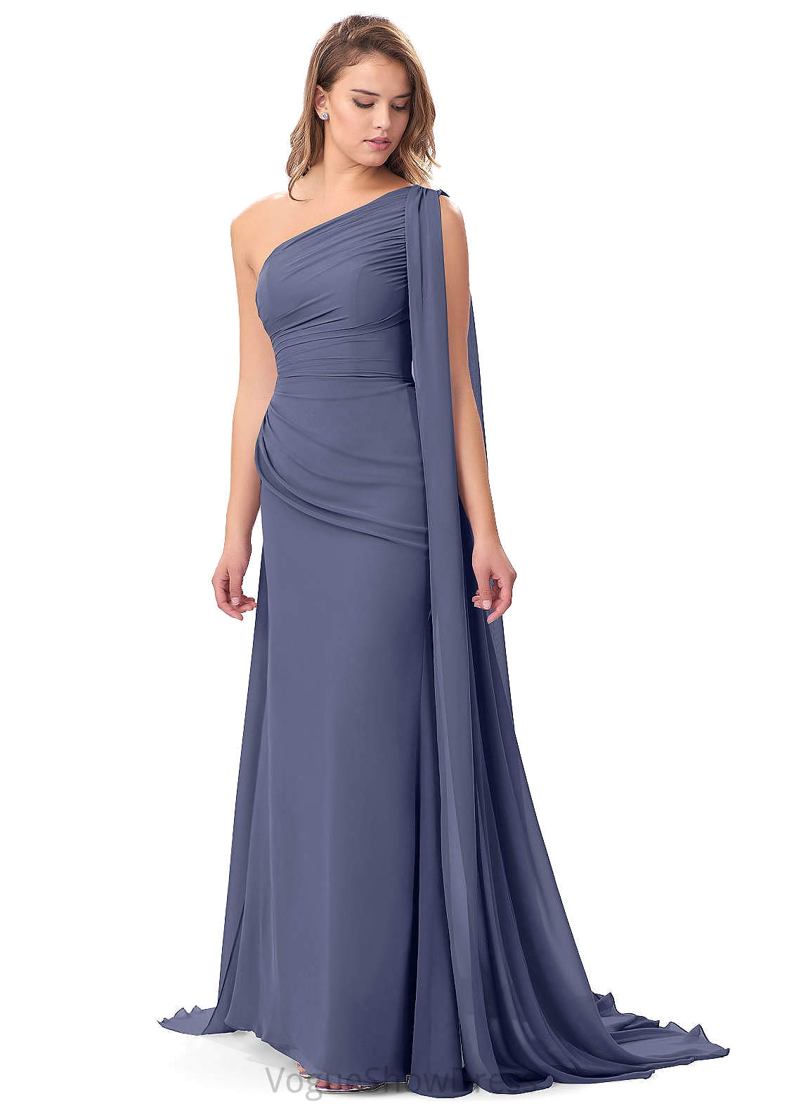 Shyanne V-Neck Trumpet/Mermaid Natural Waist Spandex Sleeveless Sweep-Brush Train Bridesmaid Dresses